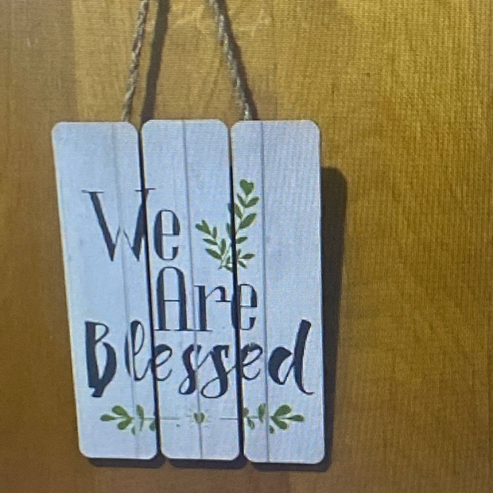 Rustic White and Green Wall Decor Sign